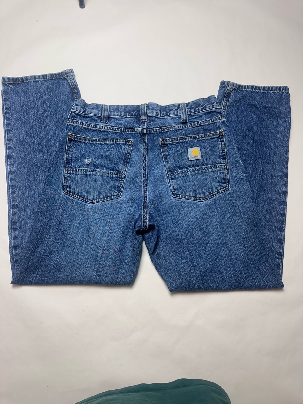 Carhartt Mens 32x32 Relaxed Fit Straight Leg Blue Denim Jeans Workwear